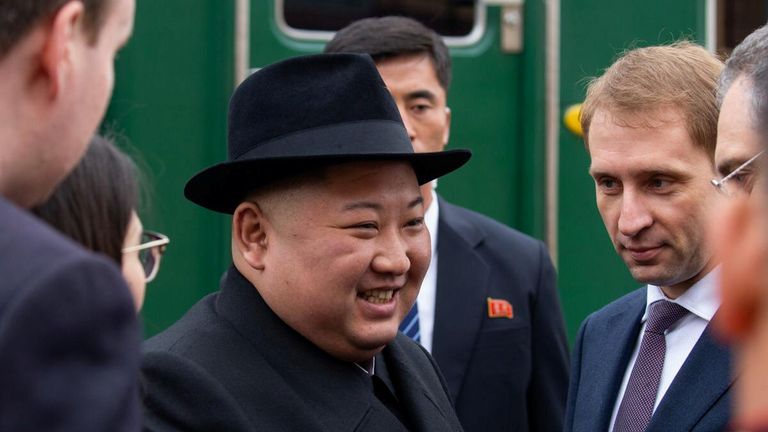 Kim Jong Un was welcomed at the station