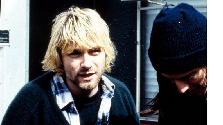 Cobain backstage at Reading in 1992