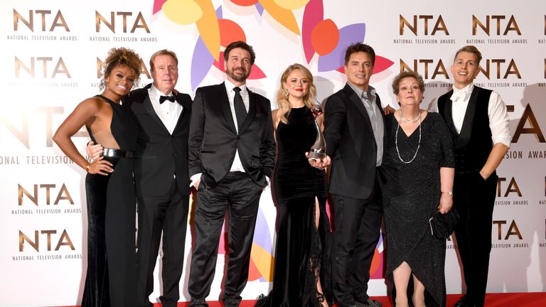 James McVey (far right) with his fellow I'm a Celebrity... contestants at the National Television Awards 2019