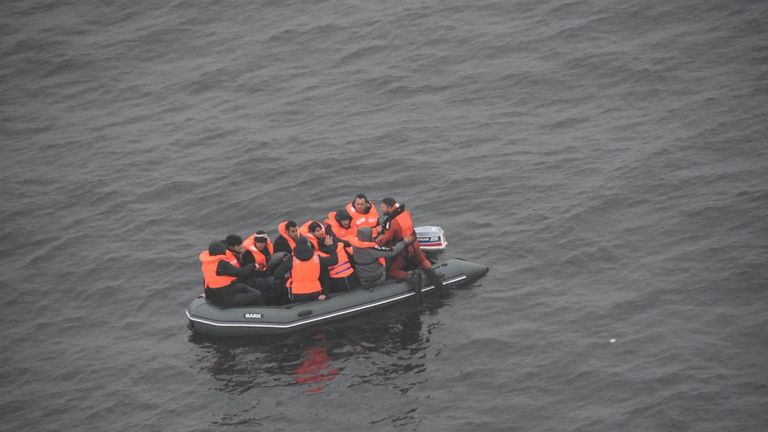 The suspected migrants were crammed into small boats. Pic: Prefet maritime Manche