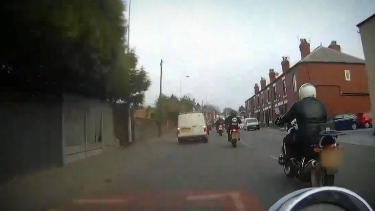 Sky News followed the group as they rode in convoy looking for stolen bikes