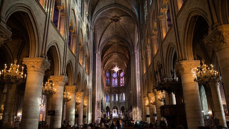 A file picture of inside the iconic Notre-Dame cathedral taken before the fire broke out