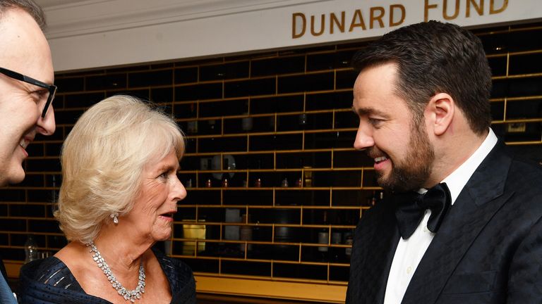Camilla, Duchess of Cornwall with host Jason Manford