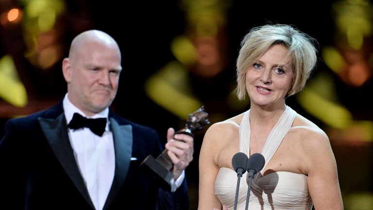 Marianne Elliott and Chris Harper, winners of the best musical revival award for Company