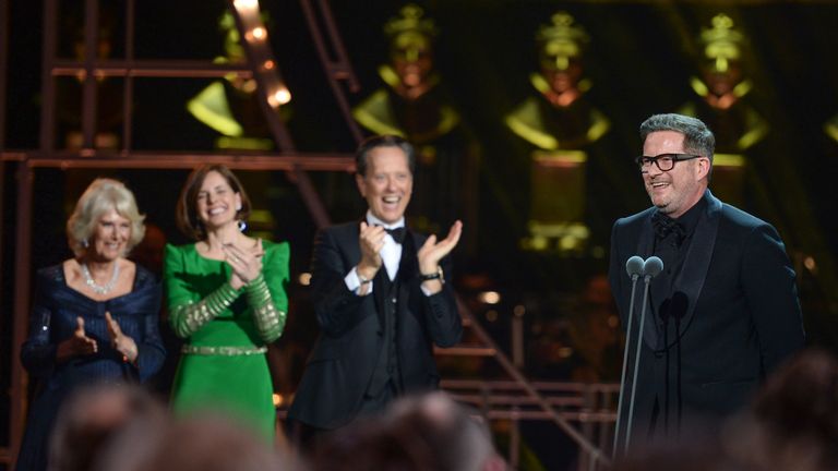 Camilla, Duchess of Cornwall. Darcey Bussell and Richard E Grant present the special award to Matthew Bourne