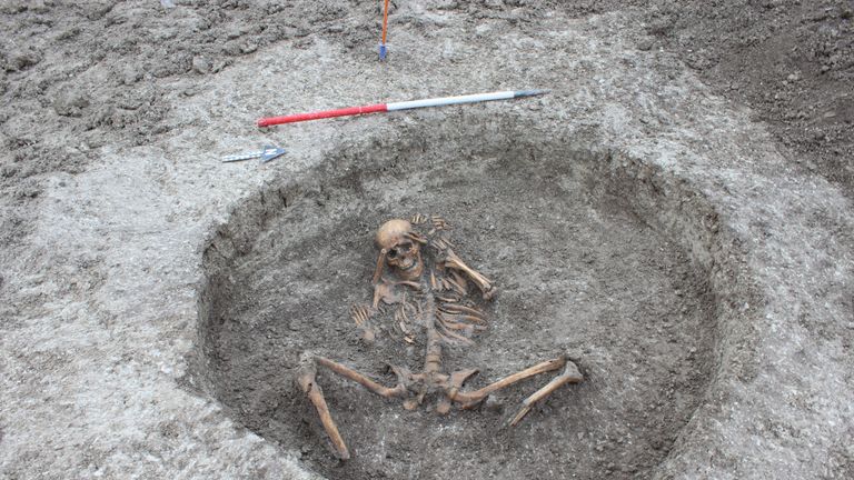 One of the 26 skeletons discovered by Thames Water at an ancient settlement in Oxfordshire