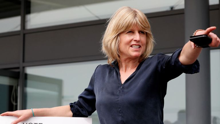 Rachel Johnson, candidate for the new pro-EU political party, Change UK poses after the launch of their European election campaign in Bristol on April 23, 2019. (Photo by Adrian DENNIS / AFP)        (Photo credit should read ADRIAN DENNIS/AFP/Getty Images)