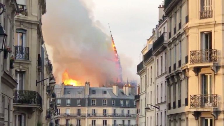 Fire at Notre Dame Cathedral in Paris