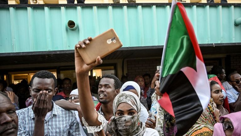 Protesters in the Sudanese capital chanted &#39;freedom, peace, justice&#39;