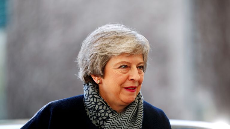Theresa May arrives for a meeting with German Chancellor Angela Merkel in Berlin
