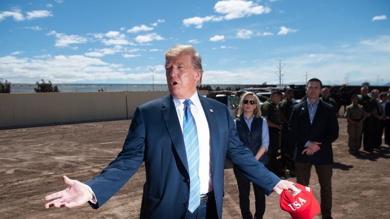 Donald Trump visited the US southern border in California on Friday