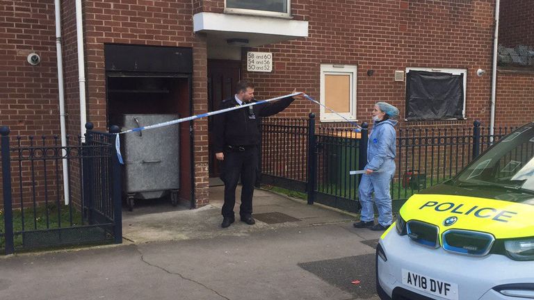 Police at the property on Vandome Close in Canning Town