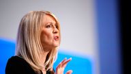 BIRMINGHAM, ENGLAND - OCTOBER 01:  Britain&#39;s Work and Pensions Secretary Esther McVey speaks during day two of the annual Conservative Party Conference on October 1, 2018 in Birmingham, England. This year it is being held against a backdrop of party division on Brexit. 