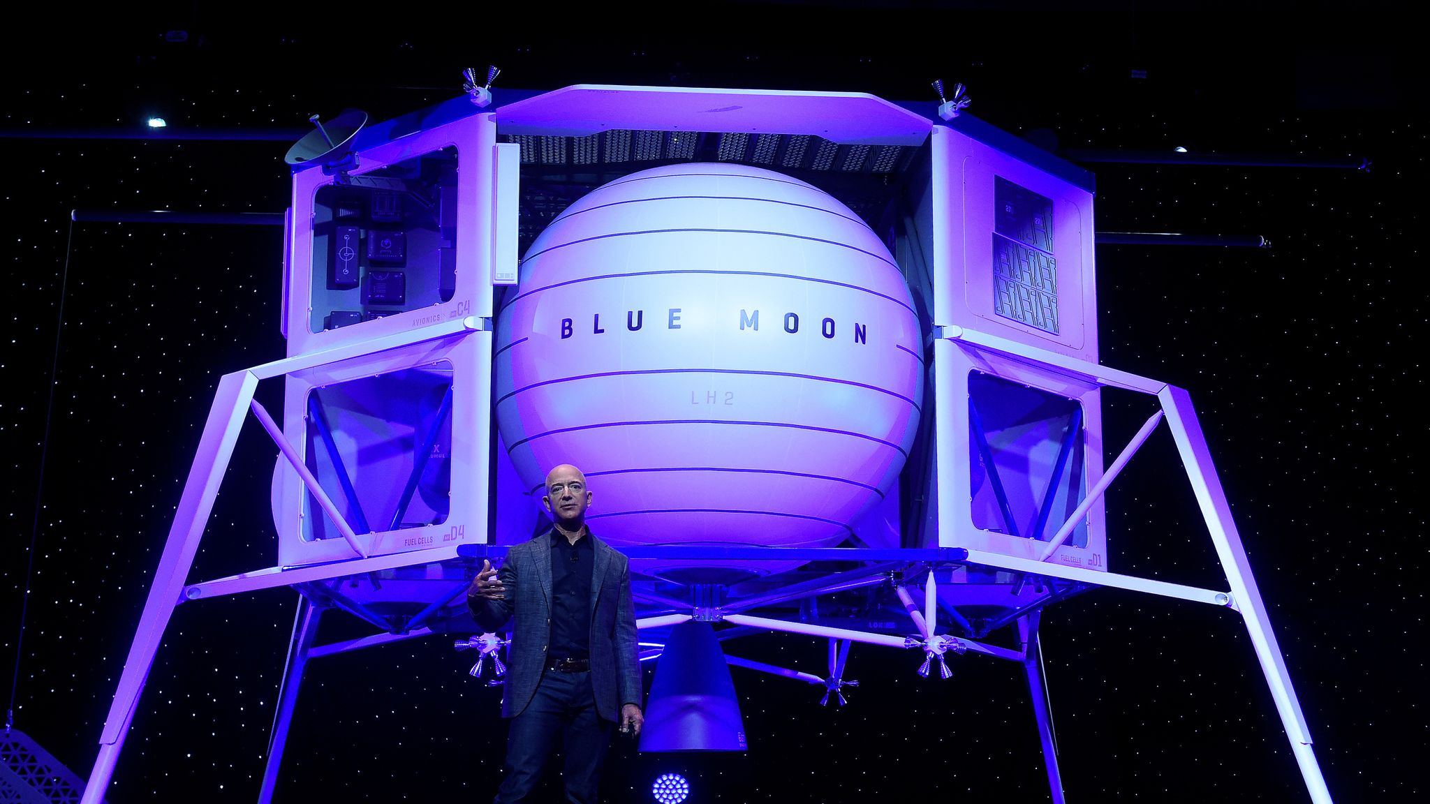 Blue Origin: Amazon's Jeff Bezos unveils plans to send a spaceship to the  moon | Science & Tech News | Sky News