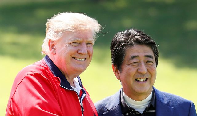 Golf and sumo wrestling: Trump arrives in Japan for four-day state visit