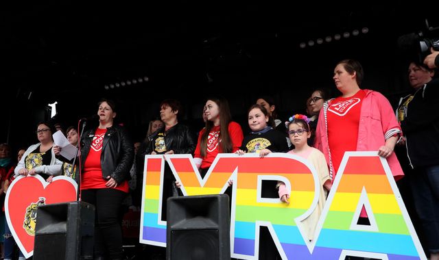 Lyra McKee: Murdered journalist's partner leads same-sex marriage rally in Belfast