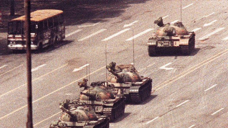 A man stands in front of a convoy of tanks in the Avenue of Eternal
 Peace in Tiananmen Square in Beijing in this June 5, 1989 file photo. REUTERS/Arthur Tsang

/Files   (CHINA - Tags: CIVIL UNREST TPX IMAGES OF THE DAY)

ATTENTION EDITORS - THIS PICTURE IS PART OF PACKAGE &#39;30 YEARS OF REUTERS PICTURES&#39;

TO FIND ALL 56 IMAGES SEARCH &#39;30 YEARS&#39;