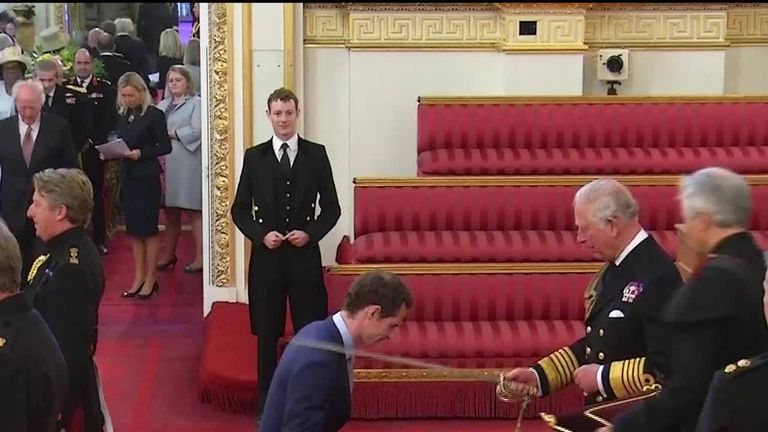 Sir Andy Murray collects his knighthood