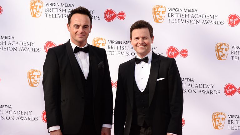 Anthony McPartlin (L) and Declan Donnelly on the red carpet ahead of the awards