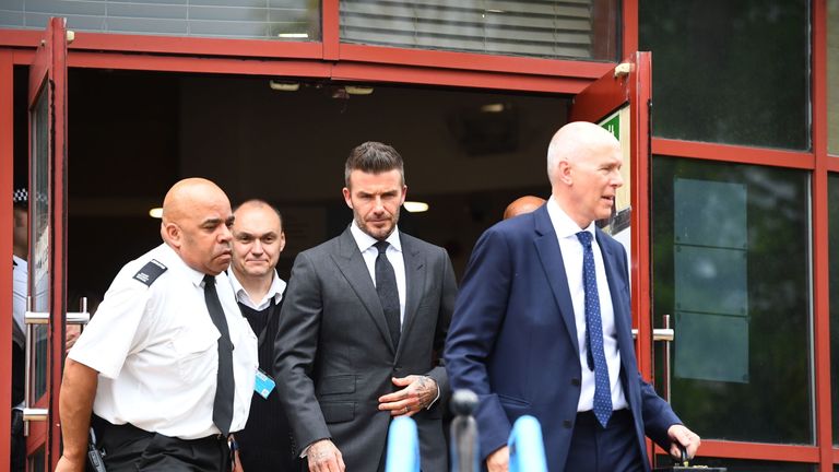 Beckham left the court after being given a six month ban