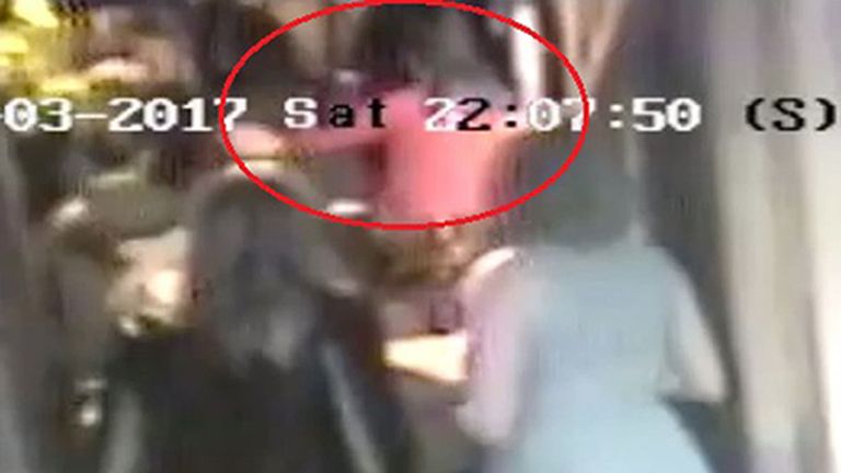 CCTV showing Ms Boden during the attack