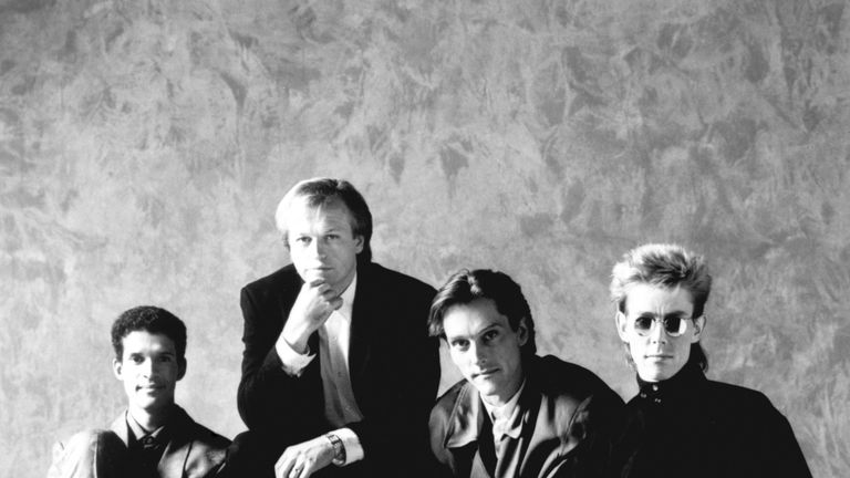 English pop, jazz-funk band Level 42. (l-r) Mike Lindup, Mark King, Boon Gould and Philip Gould.