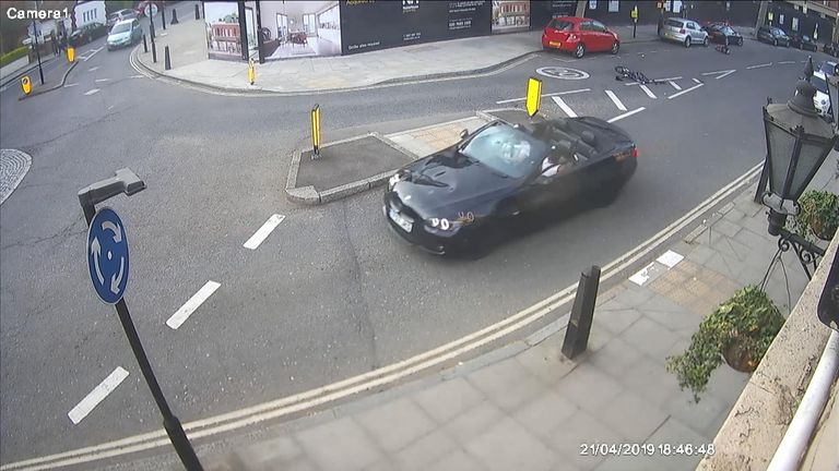 A hit-and-run victim has released CCTV footage of the crash in a bid to track down a driver who left him lying in a road in north London with a head injury.