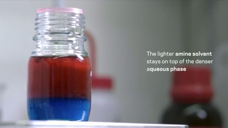 The fluids have different densities. Pic: Jane Nisselson/Columbia Engineering