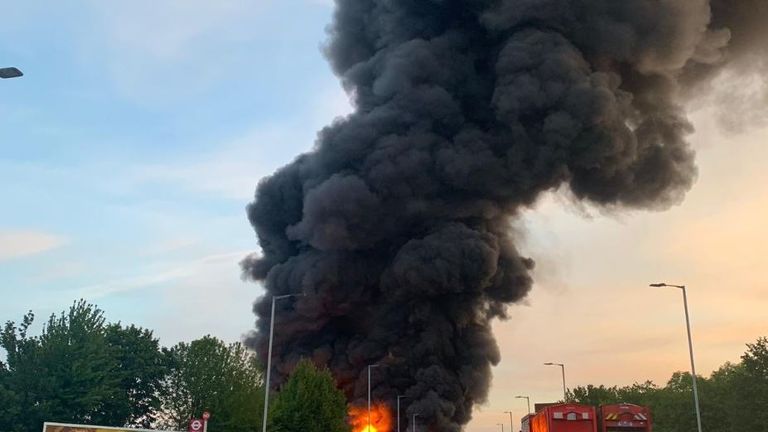 Fifteen fire engines were sent to the scene. Pic: Twitter/London Fire Brigade