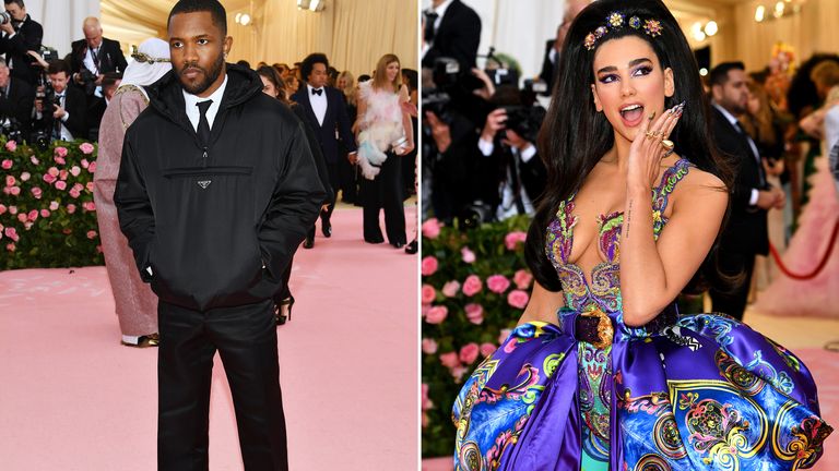 Singers Frank Ocean and Dua Lipa