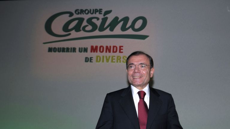 French supermarket and retail group Casino Chairman and CEO Jean-Charles Naouri is pictured after presenting the group&#39;s 2012 results in Paris on February 21, 2013