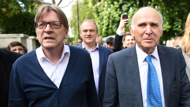 Guy Verhofstadt, joins Lib Dem leader Sir Vince Cable in Camden