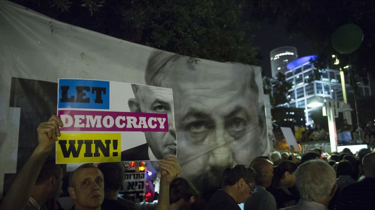 Israelis protested against proposed legislation that would grant Mr Netanyahu immunity from prosecution on corruption charges