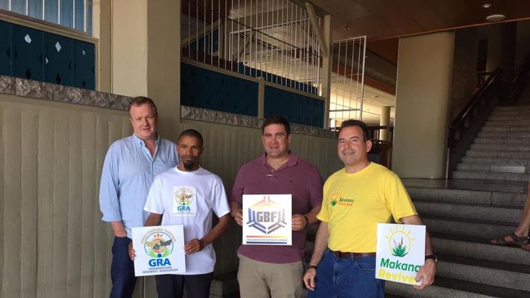 Tony Lankester (on behalf of the Grahamstown Foundation), Richard Alexander, Richard Gaybba, Ron Weissenberg, who work with Makhana Revive