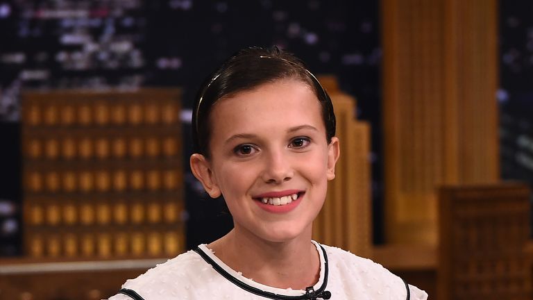 Millie Bobby Brown on The Tonight Show Starring Jimmy Fallon in 2016 while starring in Stranger Things