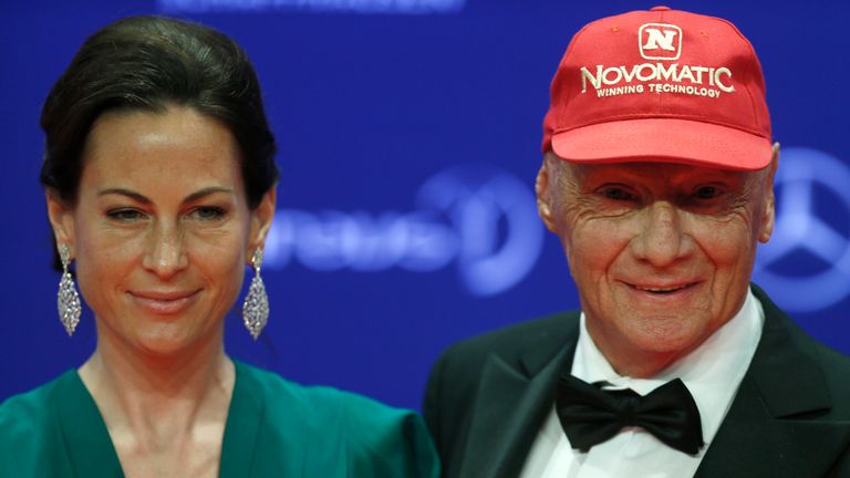 Lauda with his wife Birgit Wetzinger