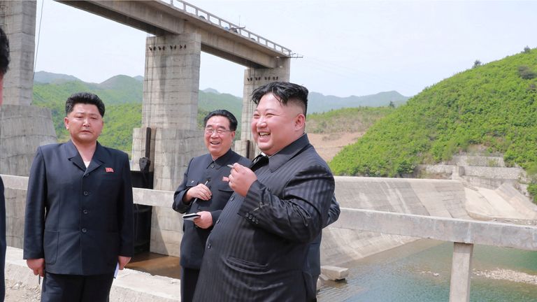 North Korean leader Kim Jong Un visits Kumyagang Power Station No. 2 in North Korea