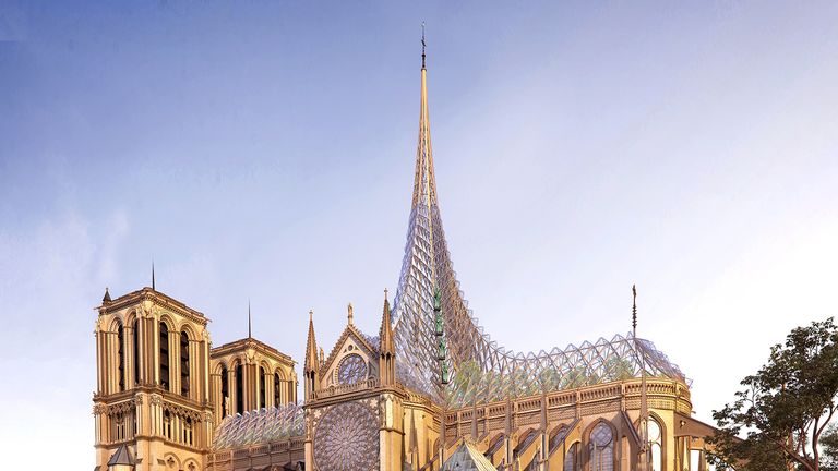 A vision of restored Notre-Dame cathedral by Vincent Callebaut Architectures 