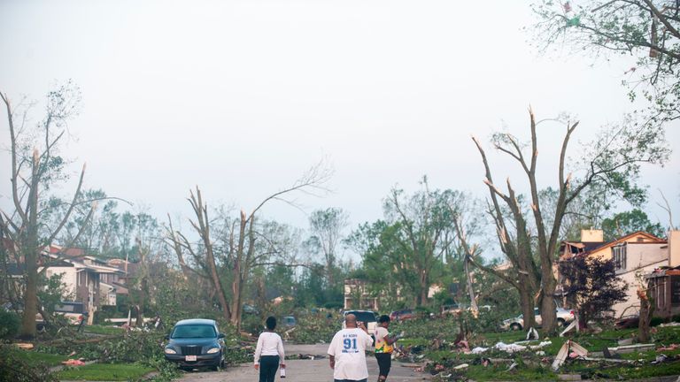A street in Dayton, Ohio, is left decimated on Tuesday 