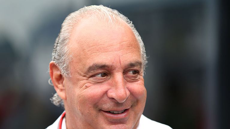 sir Philip Green arrives during the Monaco Formula One Grand Prix at Circuit de Monaco on May 25, 2014 in Monte-Carlo, Monaco.