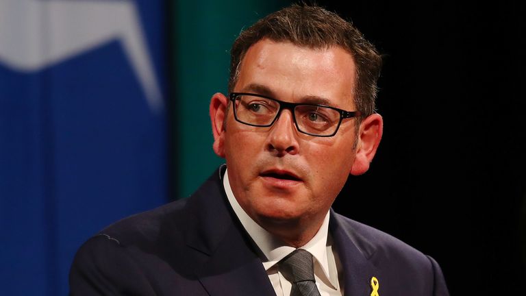 Victorian Premier Daniel Andrews speaks during the State Commemoration for the 10 year anniversary of the 2009 Victorian bushfires on February 04, 2019 in Melbourne, Australia
