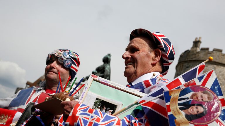 Royal fans including John Loughery (L) and Terry are hoping to get a glimpse of the baby