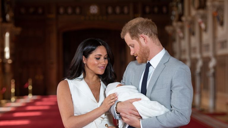 Prince Harry and Meghan, Duchess of Sussex with their baby son