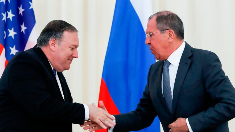 Sergei Lavrov and Mike Pompeo meeting in Sochi