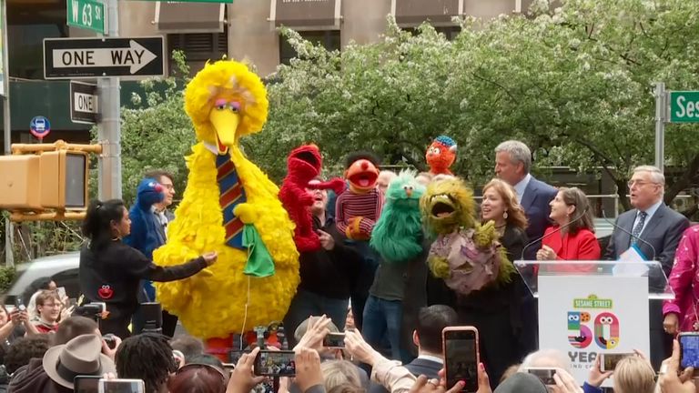 Sesame Street characters attended the ceremony