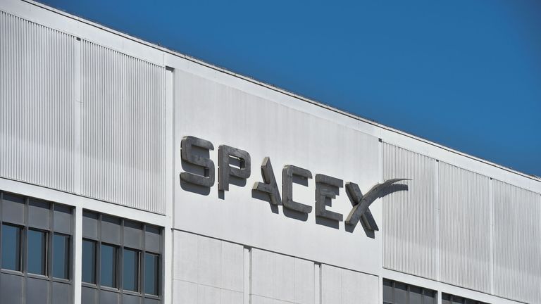 The exterior of SpaceX headquarters in Hawthorne, California as seen on July 22, 2018. (Photo by Robyn Beck / AFP) (Photo credit should read ROBYN BECK/AFP/Getty Images)
