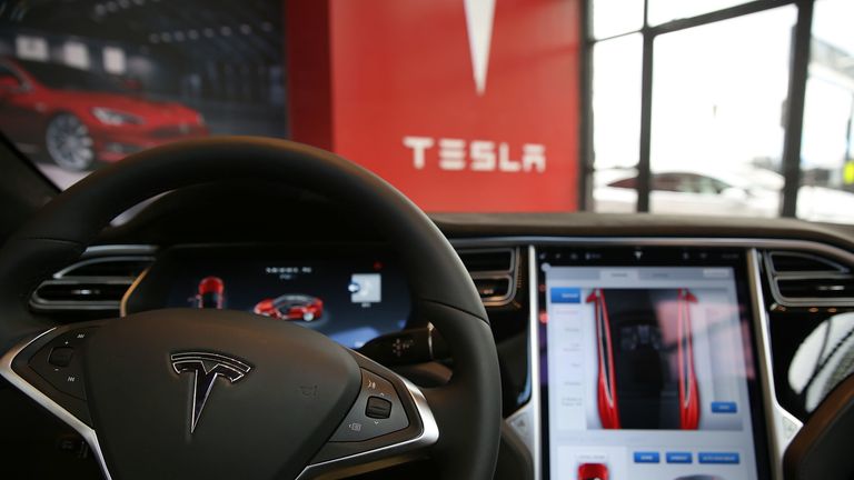 The inside of a Tesla vehicle. File pic