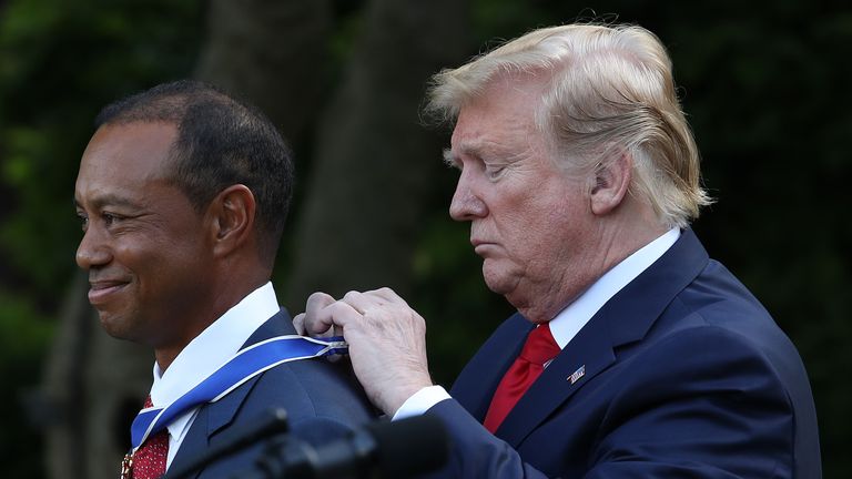 President Trump presents professional Tiger Woods with the Medal of Freedom