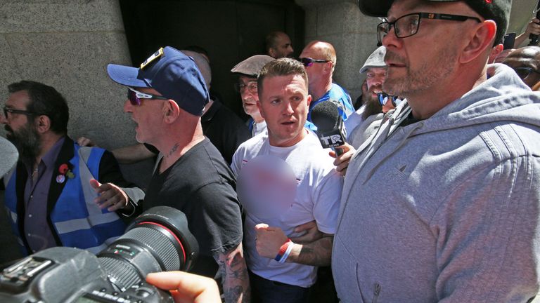 Tommy Robinson arrives at the Old Bailey 