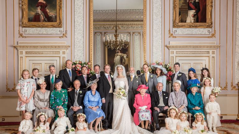 Gabriella Windsor and Thomas Kingston with the royal family members and wedding party